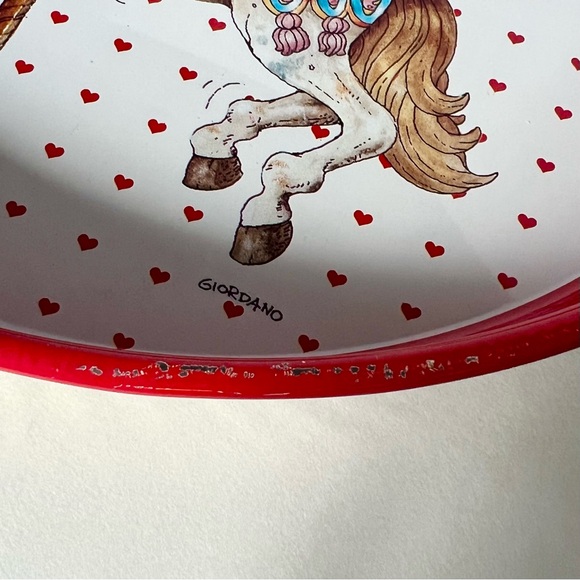 Vintage 1992-Christmas-Round Santa Carousel Tin Tray-Giordano Art Ltd. - Picture 6 of 10